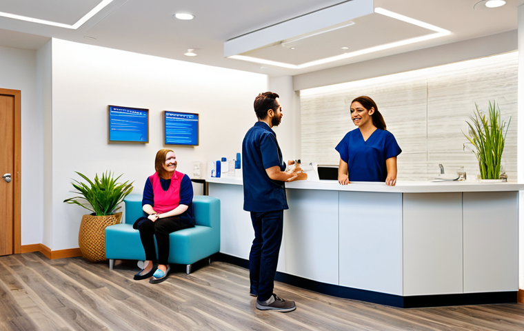 **
"A brightly lit, modern dermatology clinic reception area, featuring a diverse group of fully clothed patients and staff, all smiling and engaged in conversation. The clinic showcases clean, vibrant interior design elements and incorporates 10-something generation’s sensibilities, with some youthful decor. Focus on creating a welcoming and professional atmosphere. safe for work, appropriate content, family-friendly, fully clothed, professional, perfect anatomy, correct proportions, natural pose, well-formed hands, proper finger count, natural body proportions, high quality, professional photography."
**