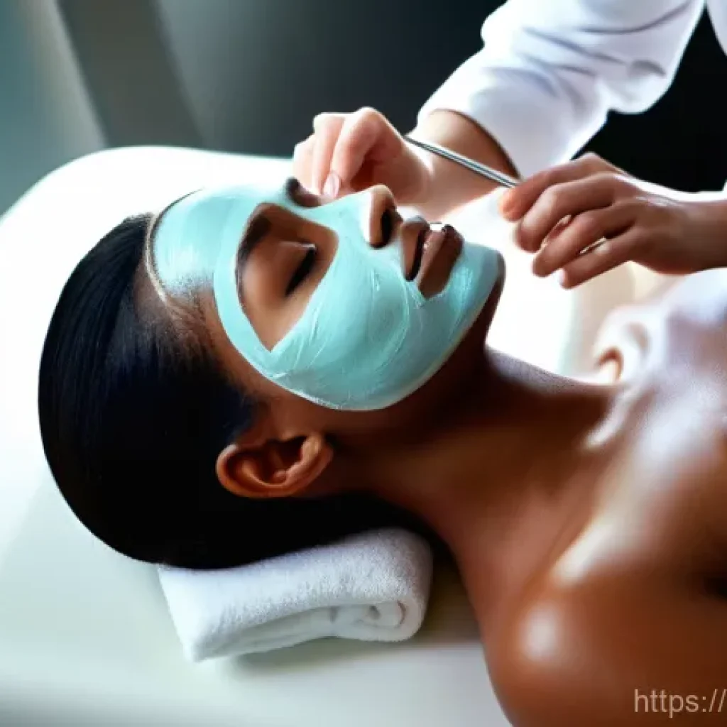 피부관리사 자격증 종류와 차이점 - A professional female aesthetician, dressed in a clean, crisp white lab coat, meticulously applies a...