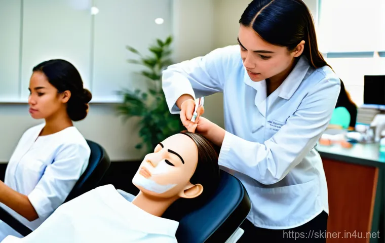 피부관리사 자격증 종류와 차이점 - A determined female student, wearing glasses and dressed in smart casual attire, is deeply immersed ... 피부관리사 자격증 종류와 차이점 - A determined female student, wearing glasses and dressed in smart casual attire, is deeply immersed ...
