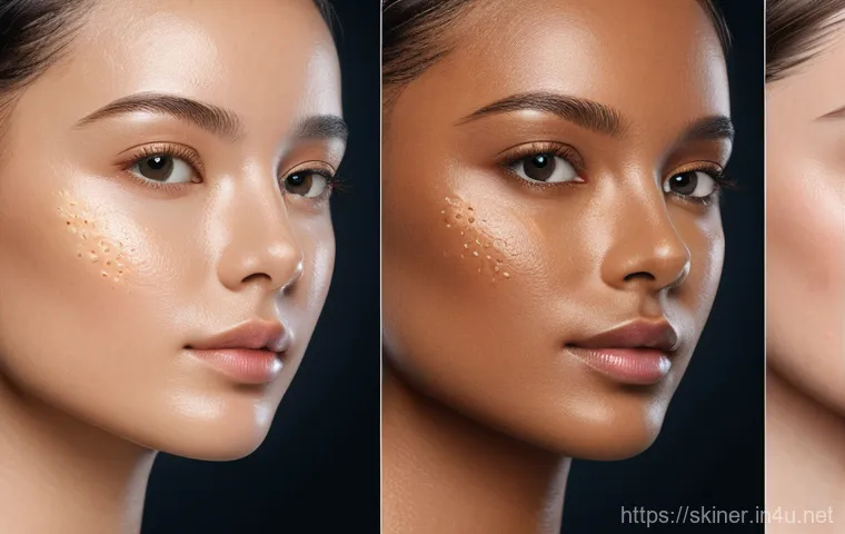 피부관리 고객 응대에서의 성공 사례 - Here are three detailed image prompts in English: