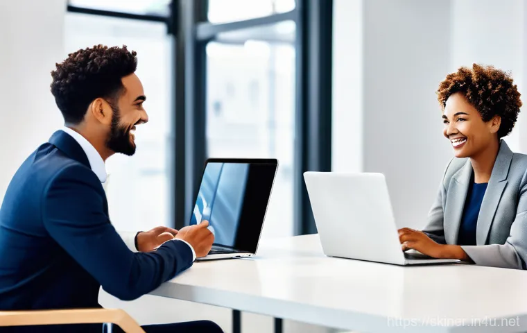 피부관리사 네트워킹 팁 - A warm and supportive scene featuring an experienced female aesthetician (around 40s-50s), dressed i...