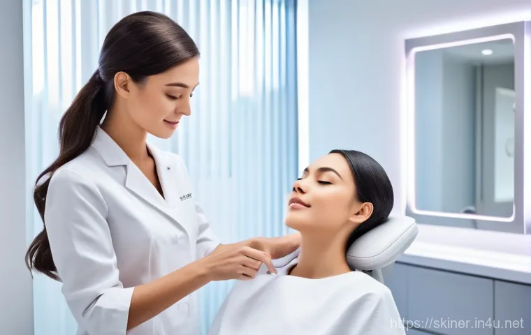 피부관리사의 클리닉 평가 방법 - **Prompt 1: Modern Aesthetic Clinic & Client Satisfaction**
A bright, immaculate, and contempora...