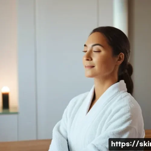 Home 33 피부관리사의 건강관리 및 체력 유지 - **Prompt:** A female esthetician, dressed in a professional and modest esthetician uniform, gently p...