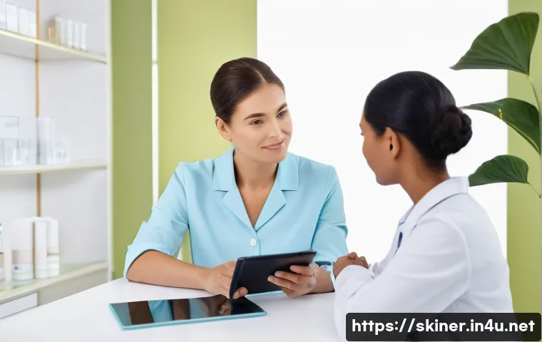 피부관리 고객 불만 해결 사례 - **Prompt 1: Empowering Consultation**
A bright, welcoming skincare consultation room. A female s...