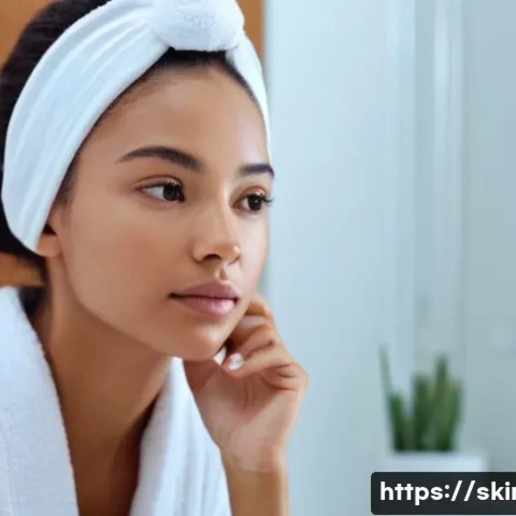 피부관리 이론 핵심 정리 - **Prompt 1: Understanding Your Skin Type**
    A thoughtful woman in her late 20s, wearing a comfort...